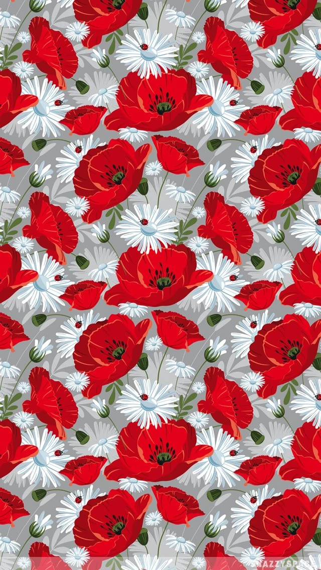 Vintage Red Flowers iPhone Wallpapers