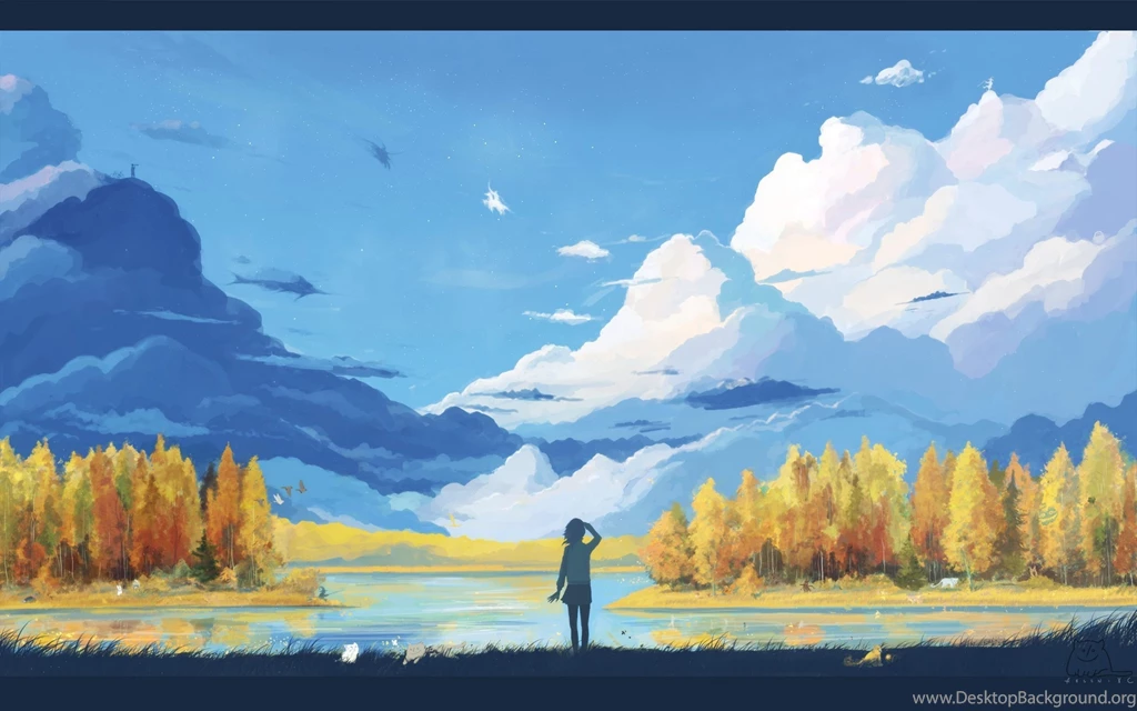 Anime Art Scenery With Girl Wallpapers Desktop
