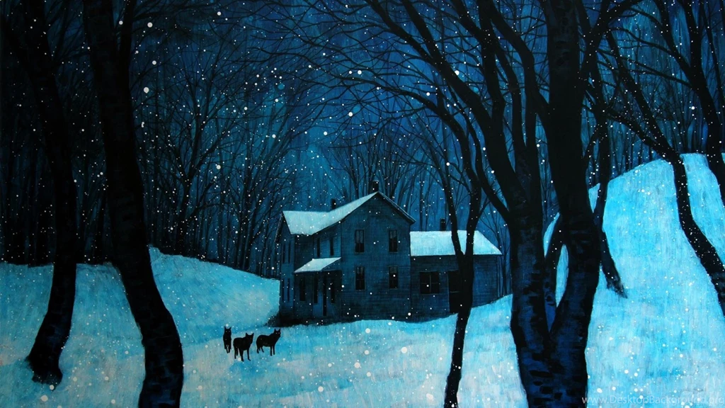 Nature Night Forest Houses Wolves Daniel Danger Wallpapers