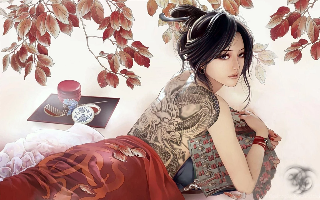 Beautie Anime Girls Tattoo Art Wallpapers