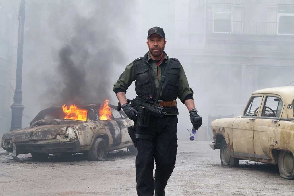 Chuck Norris, GAZ Volga, G36C, Expendables 2 :: Wallpapers