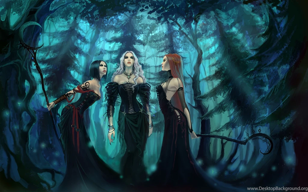 Three Black Skirt Fantasy Girl In The Forest Wallpapers