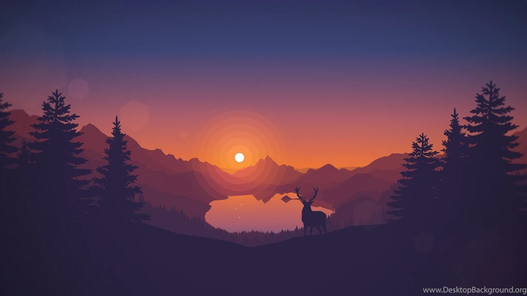 Deer Overlooking A Lake At Sunset Wallpapers — WppShack.com