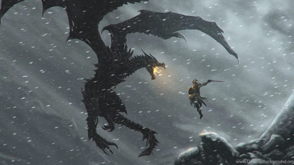 Fighting With The Dragon In The Elder Scrolls V:Skyrim Wallpapers 29765