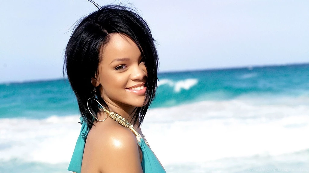 Download 1920x1080 HD Wallpapers Rihanna Short Hair Smile Beach ...