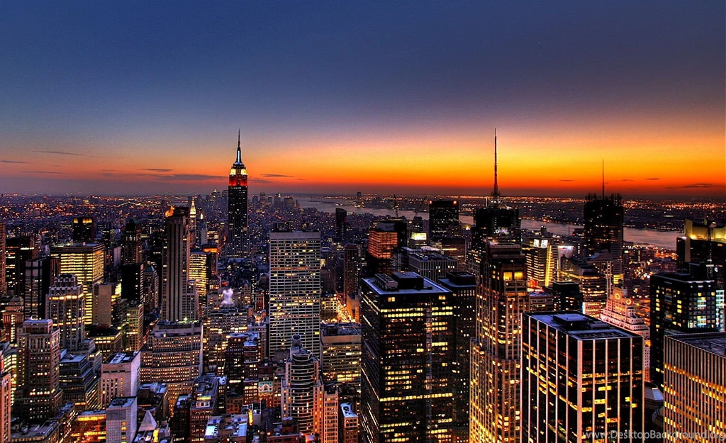 NYC New York City Skyline Sunset Wallpaper, Backgrounds
