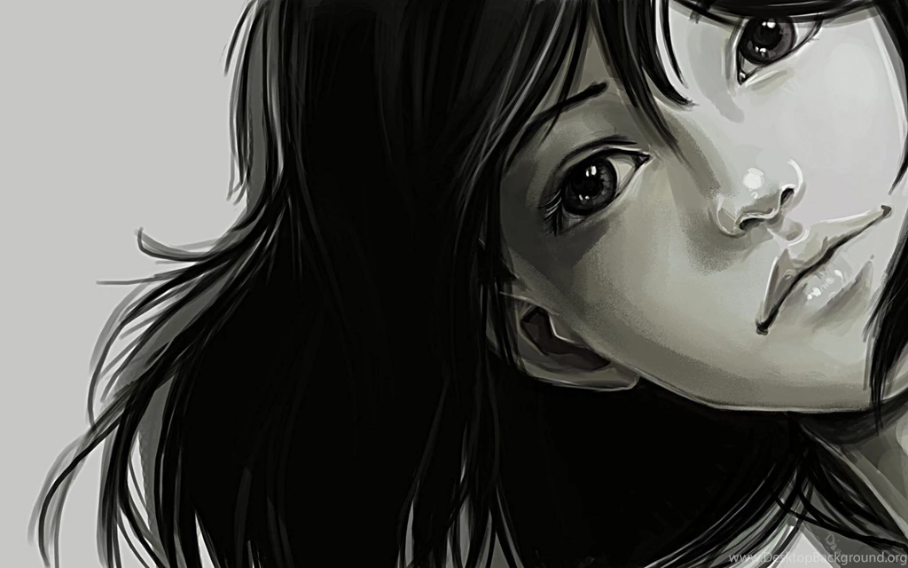 Anime Face Girl Art White Wallpapers Desktop Mo