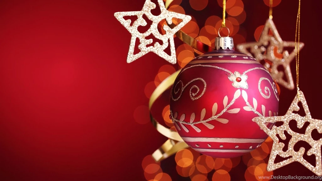 Stars With Red Christmas Ball Wallpapers