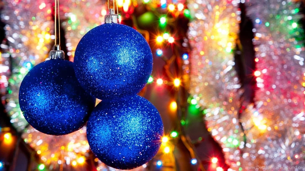 Blue Christmas Balls And Lights Wallpapers