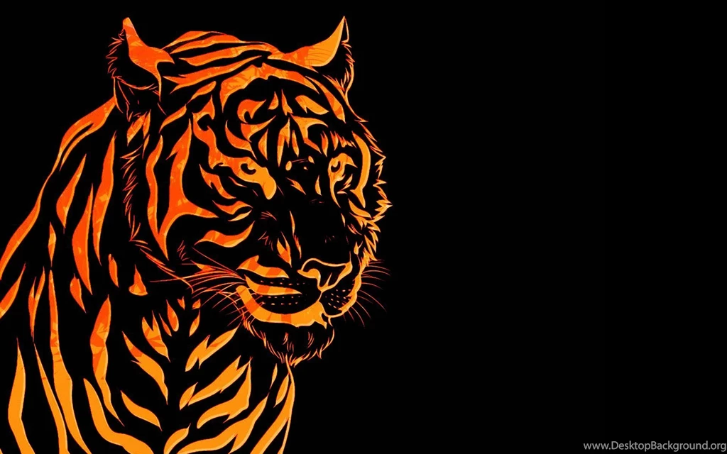Download Wallpapers Fire Tiger, Fire, Red, Black, Minimalism ...