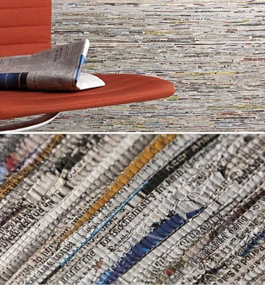 Wallpapers Made From Woven Strips Of Recycled Newspaper