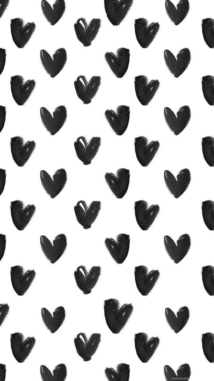 Black White Watercolour Hearts Iphone Backgrounds Wallpapers Phone ...
