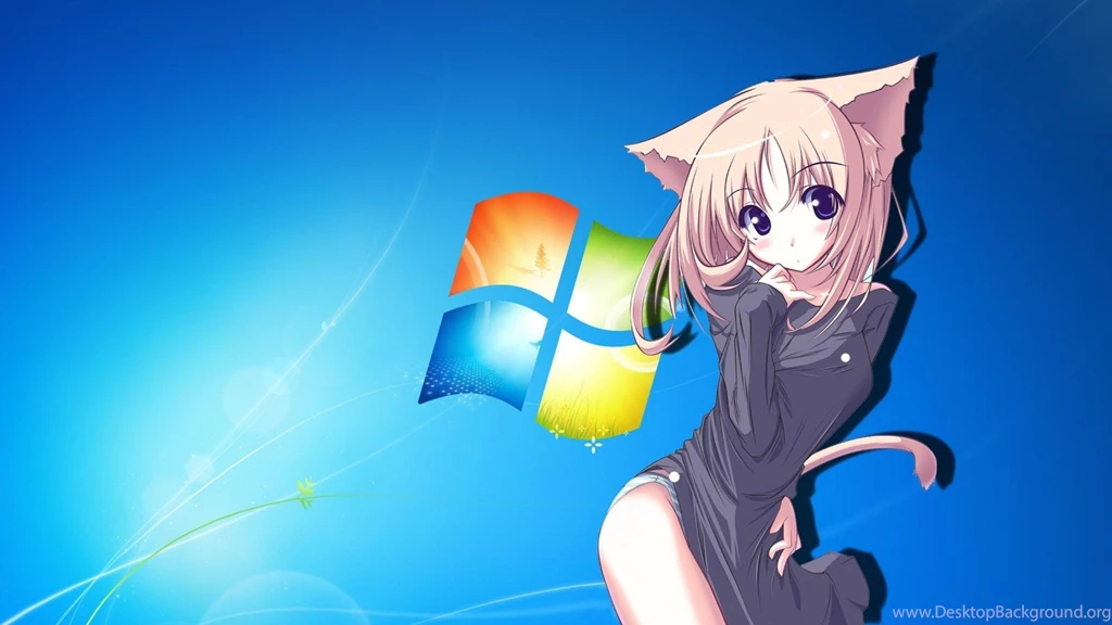 Anime Cat Girl With Windows7 Backgrounds Wallpapers