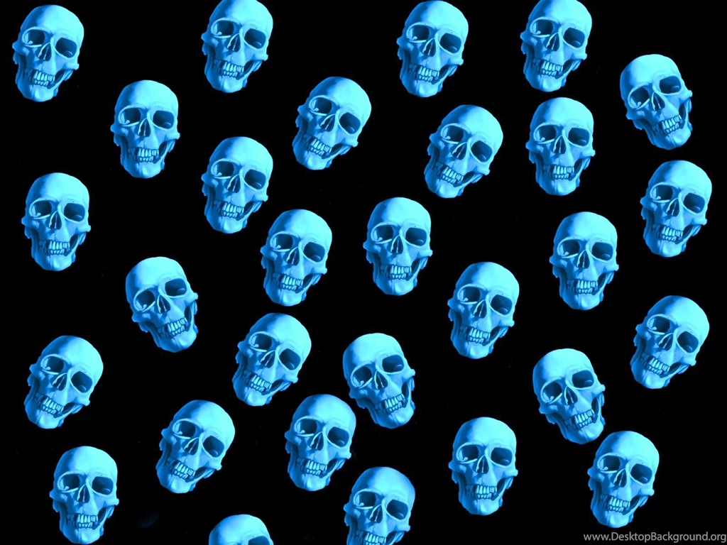 BLUE SKULL HEADS WALLPAPER (
