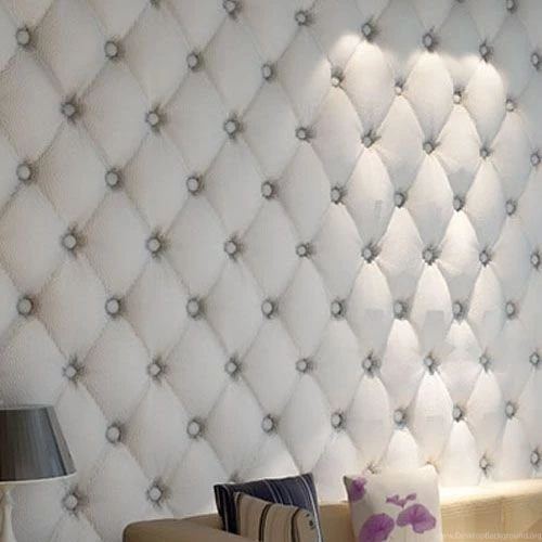 Three Dimensional Faux Leather Soft Bag Wallpapers White Bedside ...
