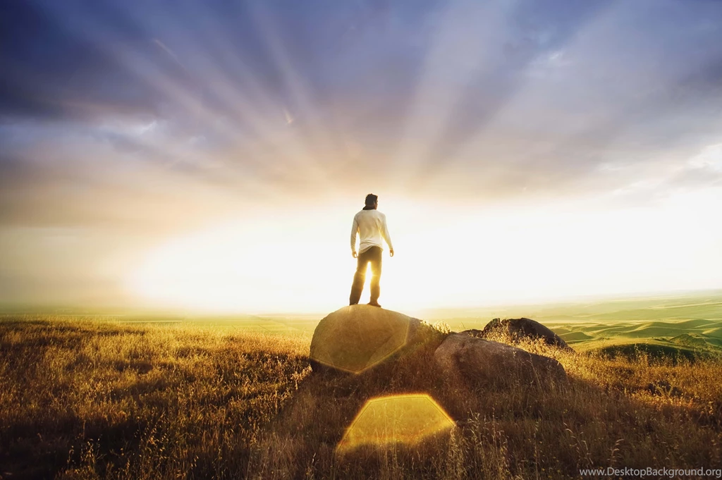 Download Wallpapers Male, Man, Rays, Sun, Sunset, Clearance, Field ...