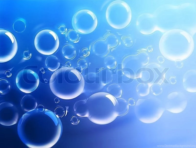 Abstract Blue Bubbles Isolated On White Backgrounds