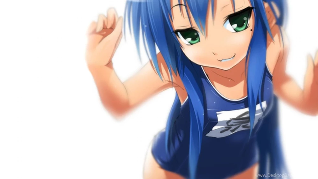 Izumi Konata Lucky Star School Swimsuits Simple Backgrounds ...