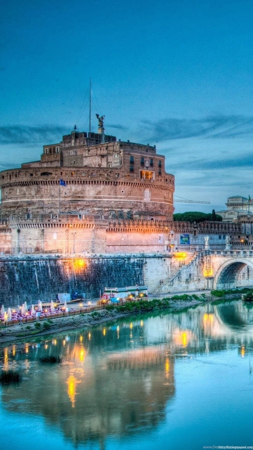 1080x1920 River Bridge Castle Italy Rome Wallpapers HD