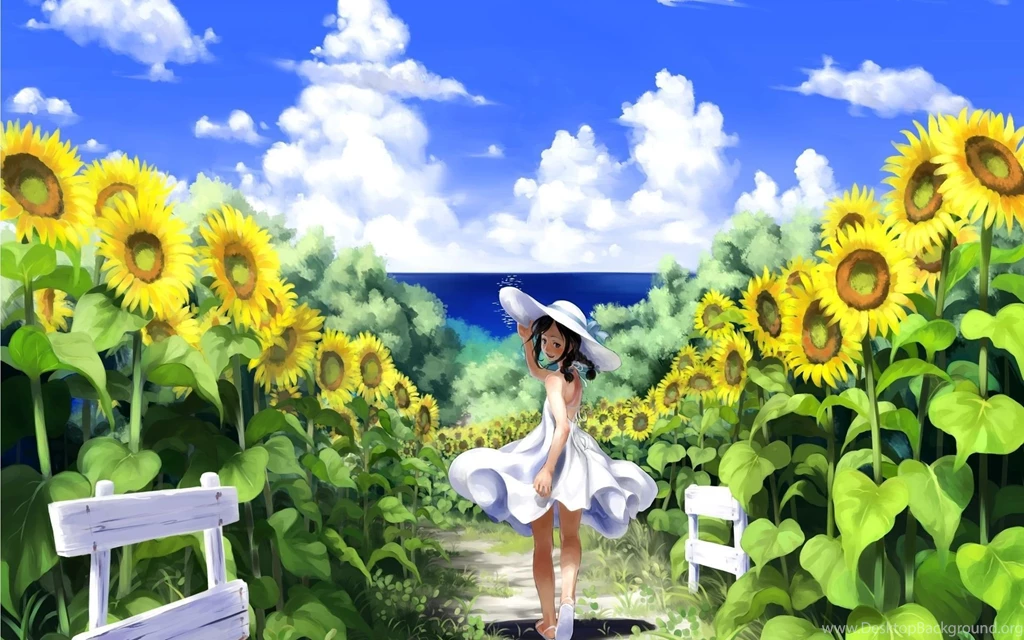 Girl On The Sunflower Field Wallpapers