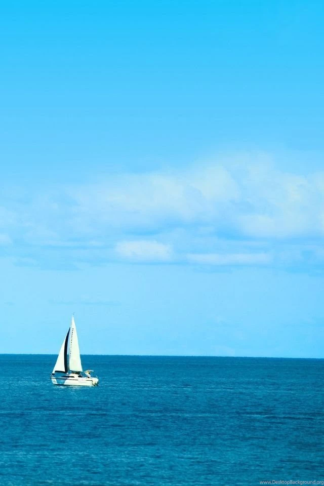 White Sailboat On Blue Ocean Beach Backgrounds   Beach Wallpapers