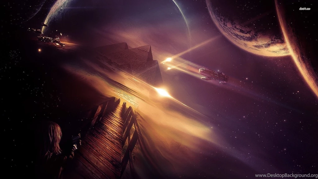 Dock Leading To The Pyramids Wallpapers   Fantasy Wallpapers