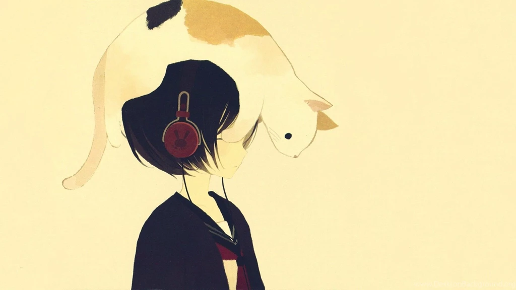 Cat On The Head Of The Girl Anime Wallpapers And Images ...