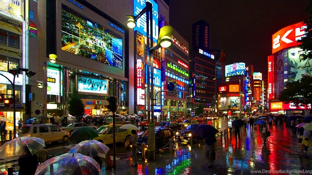 Japan City Streets At Night   Wallpaper.
