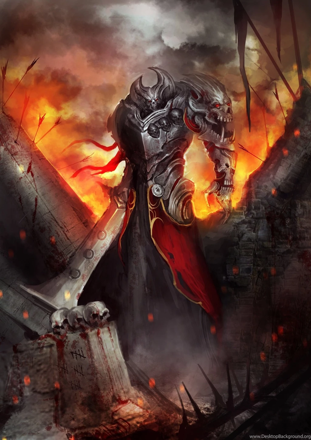 Flames, Skulls, War, Blood, Fire, Weapons, Artwork, Swords, Four ...