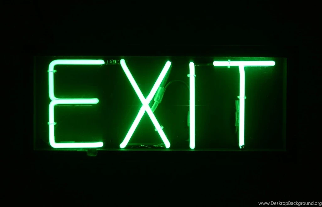 Green Neon Exit Hire Sign 1549x1000px