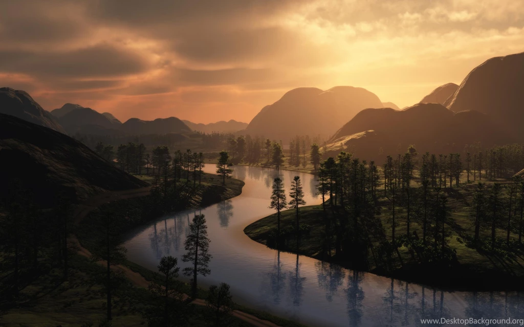 Snow Mountains Sunset   Wallpaper.