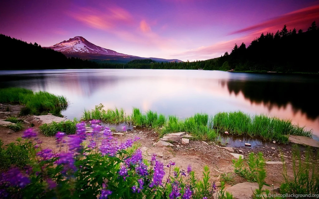Mountain Lake And Sunset Wallpapers