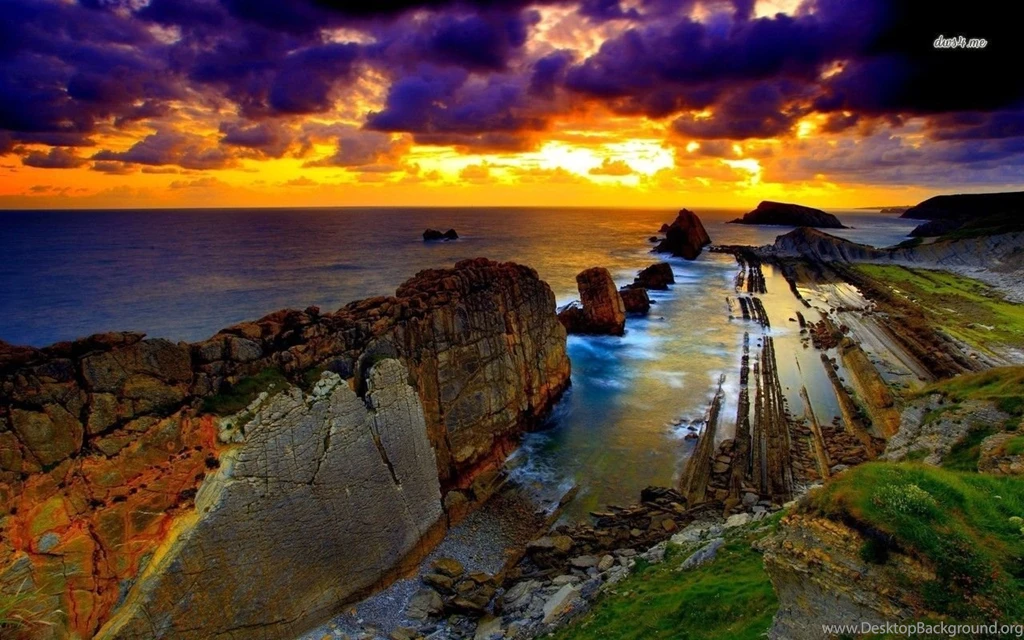 Sunset Over The Rocky Coast Wallpapers   Beach Wallpapers