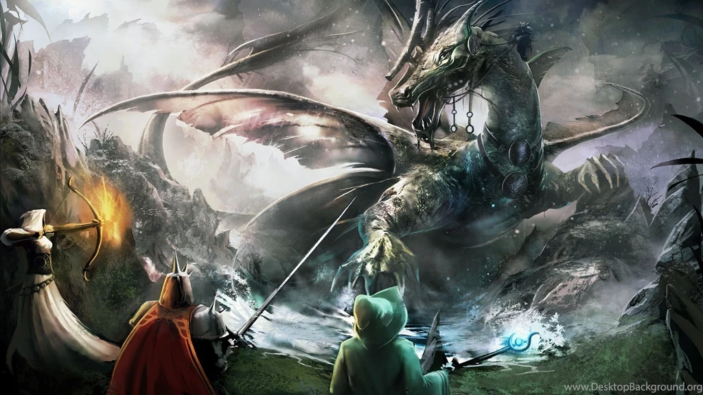 Download Wallpapers 1920x1080 Trine 2, Bow, Dragon, Sword, Staff ...