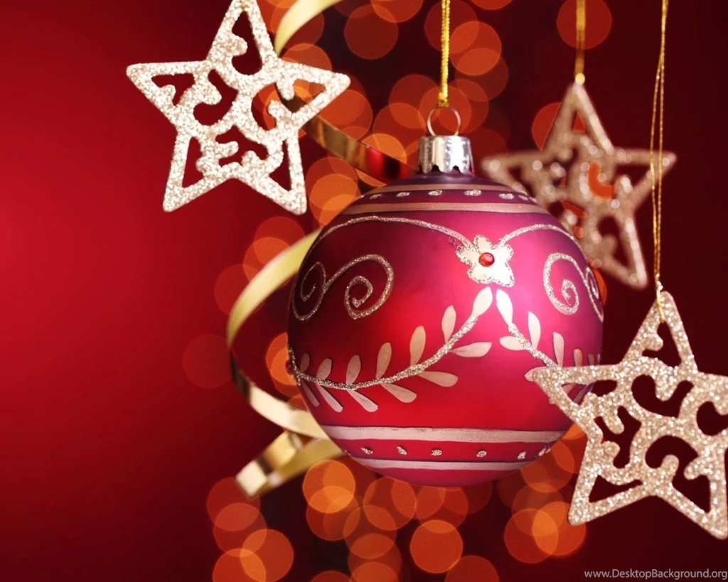 Stars With Red Christmas Ball Wallpapers