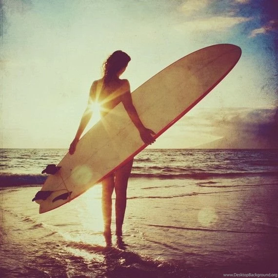 Items Similar To Surfer Girl Photo, With Sparkling Orange, Blue ...