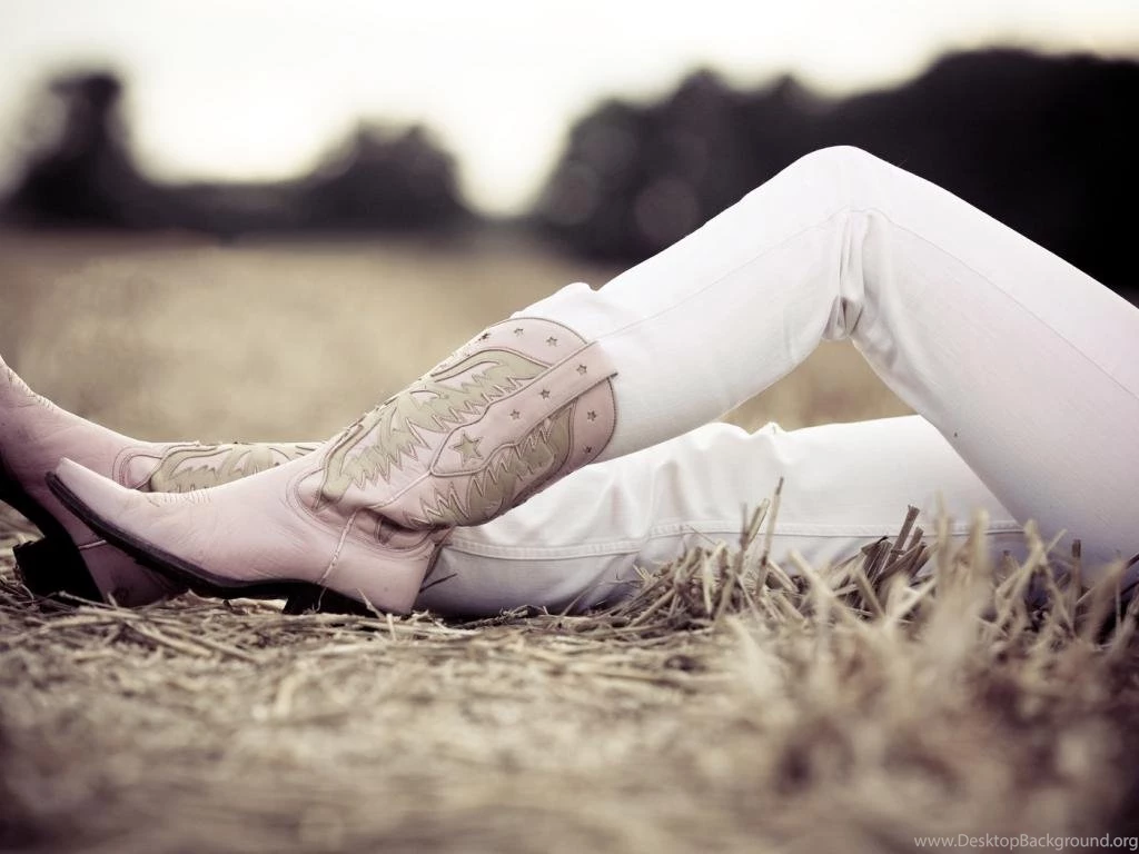 Girl Feet Boots Jeans Nature Moods