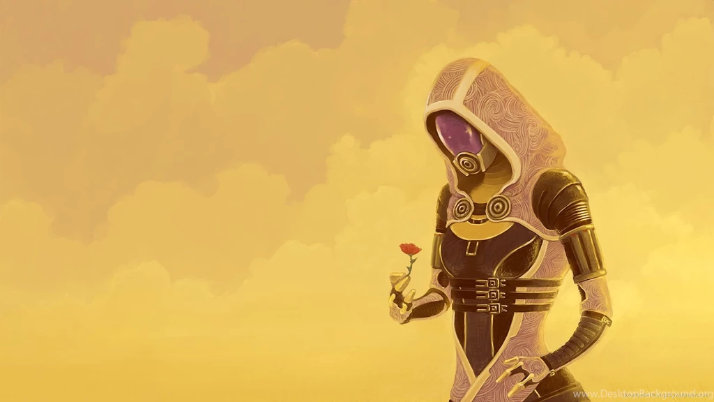 Download 1920x1080 Mass Effect Tali With Flower Wallpapers