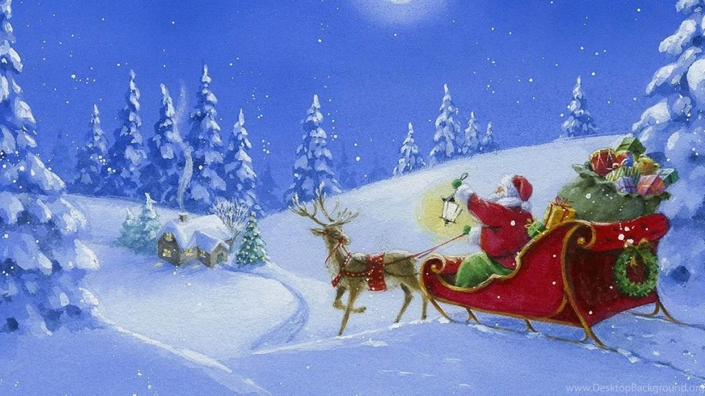 Download Wallpapers 1280x720 Santa Claus, Reindeer, Sleigh, Gifts ...