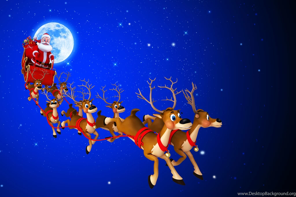 Download Wallpapers New Year, Merry Christmas, Santa's Sleigh ...