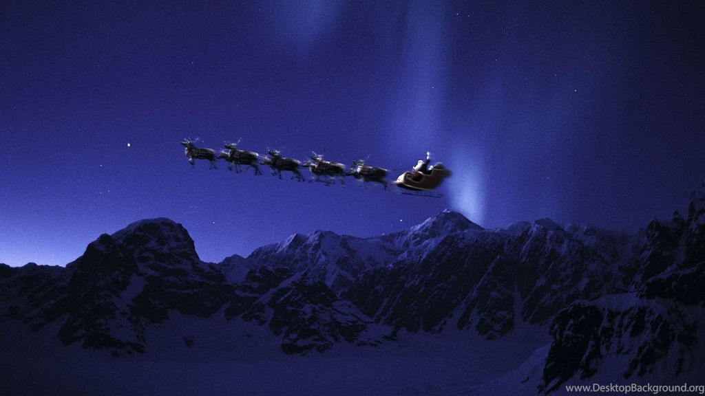 Santa's Sleigh In The Night Sky, Merry Christmas, Santa Claus ...