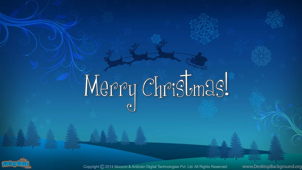 Merry Christmas Santa's Sleigh Desktop Wallpapers For Kids