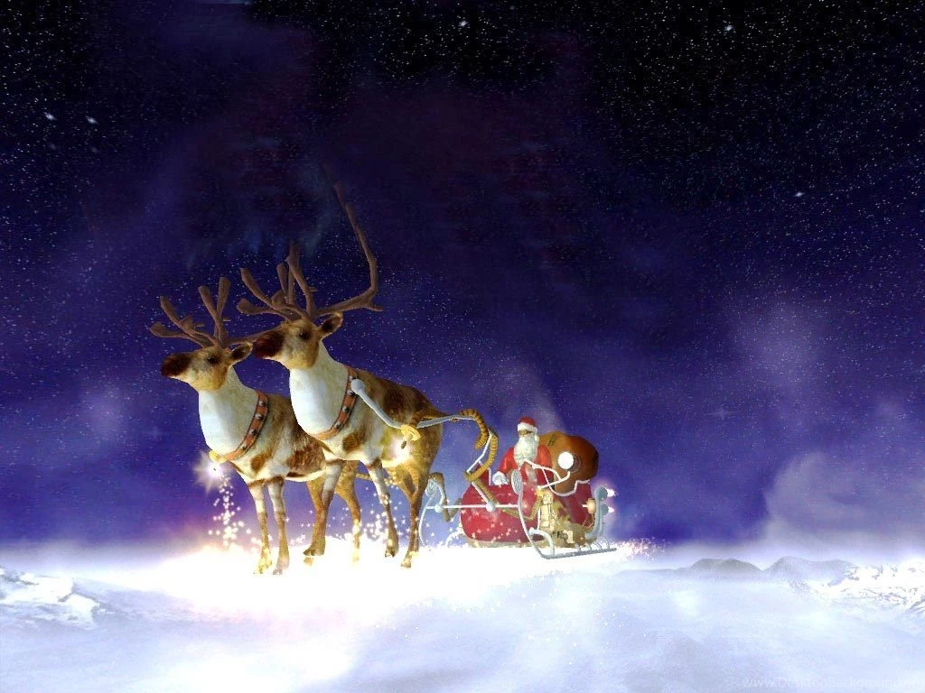 3d Santa Sleigh Backgrounds Invitation Templates