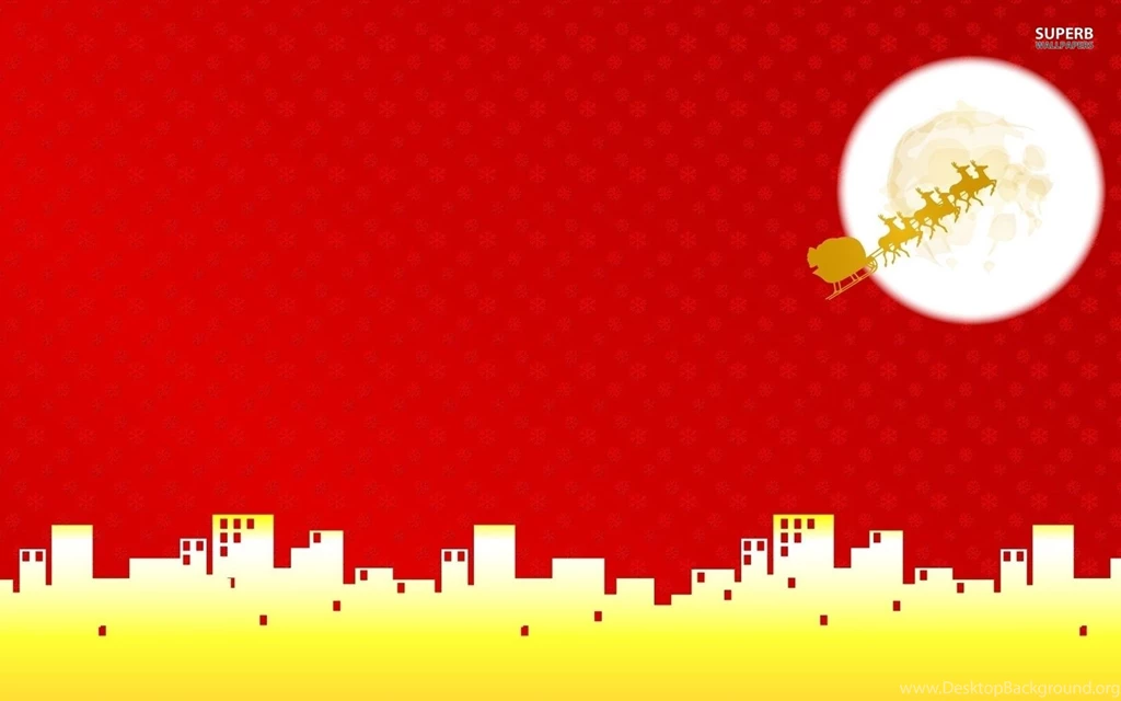 Santa's Sleigh Over The City Wallpapers Holiday Wallpapers