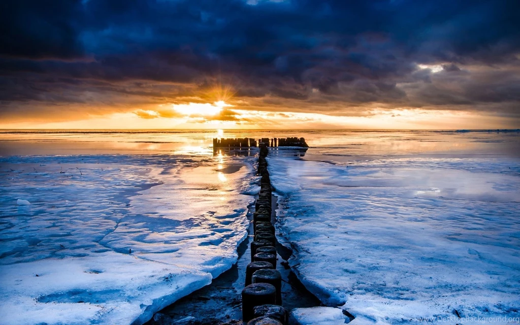 Nature Scenery Sea River Water Ocean Ice Winter Sunset Sunrise ...