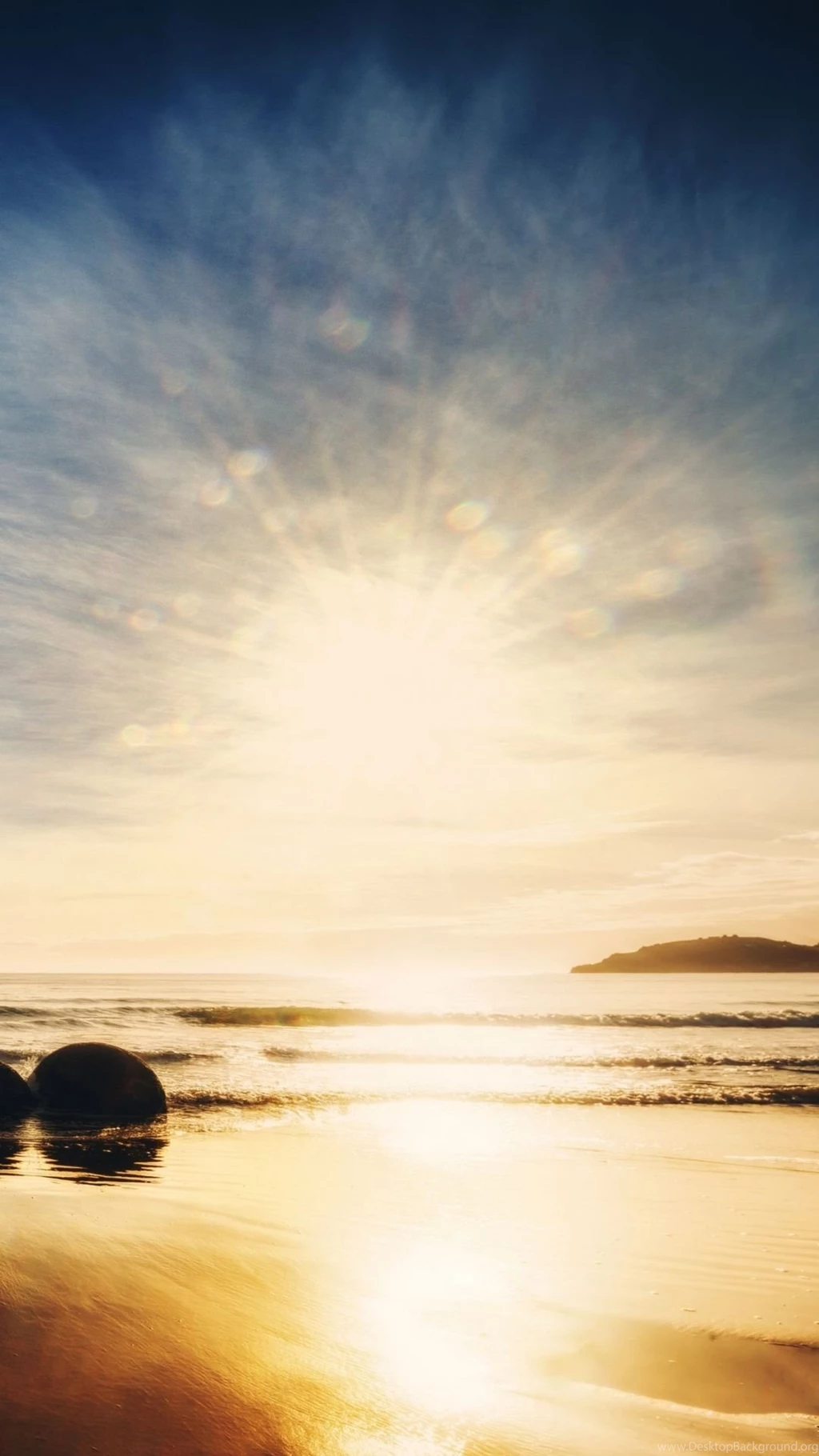 Download Wallpapers 1080x1920 New Zealand, Ocean, Sunrise, Rocks ...