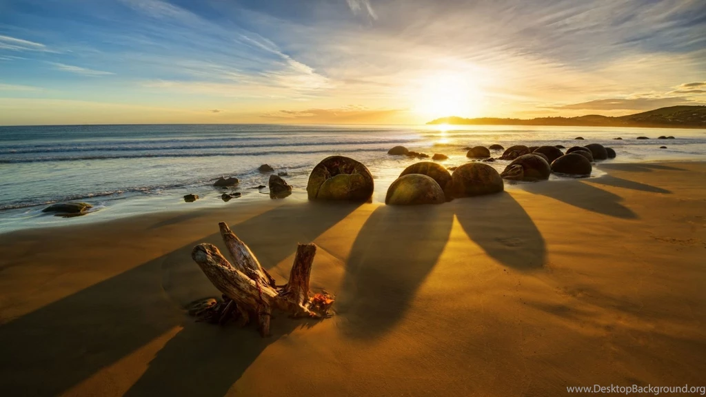 New Zealand Ocean Sunrise Rocks Coastline Wallpapers HD 1920x1080