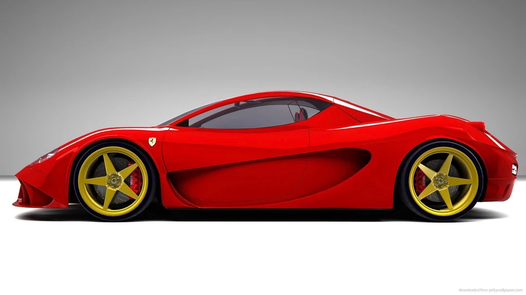 Download 1920x1080 Red Ferrari Aurea Yellow Rims Wallpapers