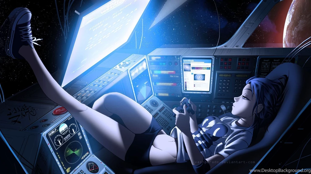 Anime Video Games Girl Space Invaders Spaceship Zero Gravity