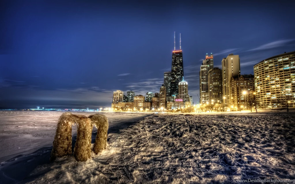 Chicago Winter Night Wallpaper.